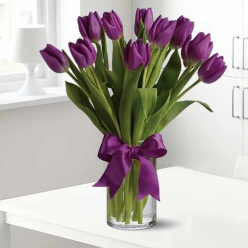 10 Purple Tulip In Vase