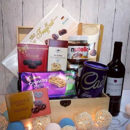 Chocolate Hamper With Red Wine