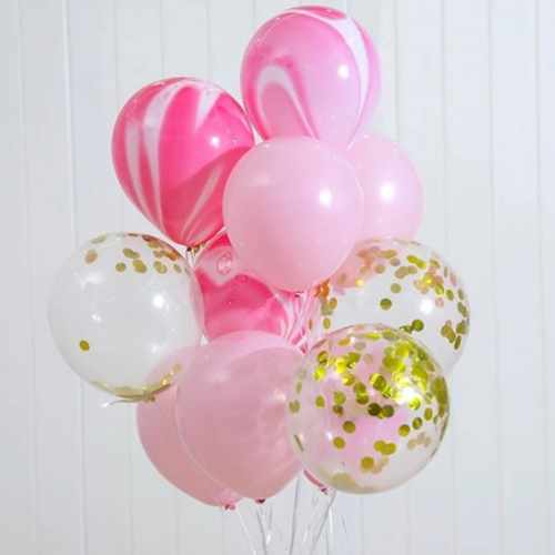 10 Pink And Gold Balloon Set