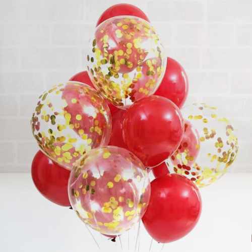 12  In Red And Gold Balloon Set