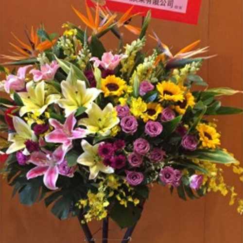 Colourful Flowers In A Flower Stand