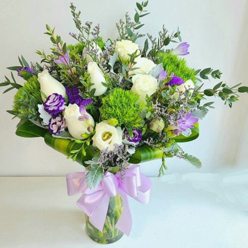 White Rose Bouquet In Vase